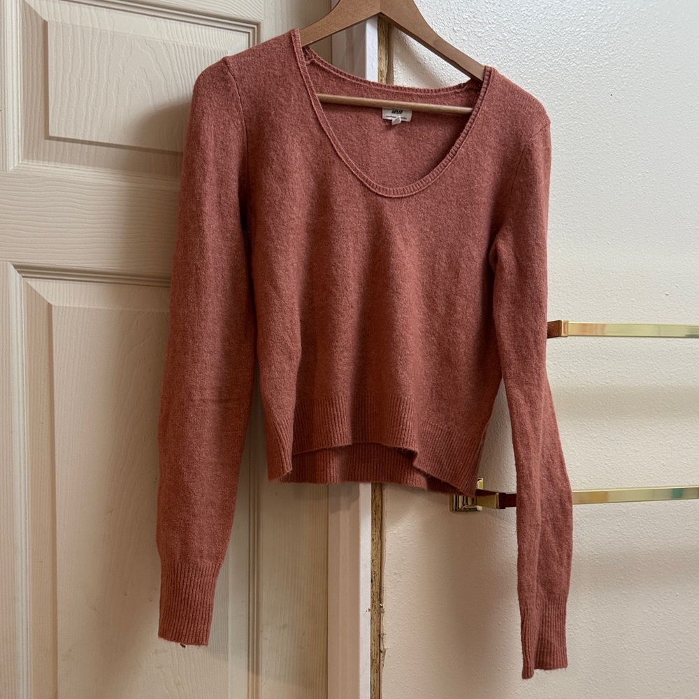 aerie Rusty Rose Long Sleeve Cropped Sweater